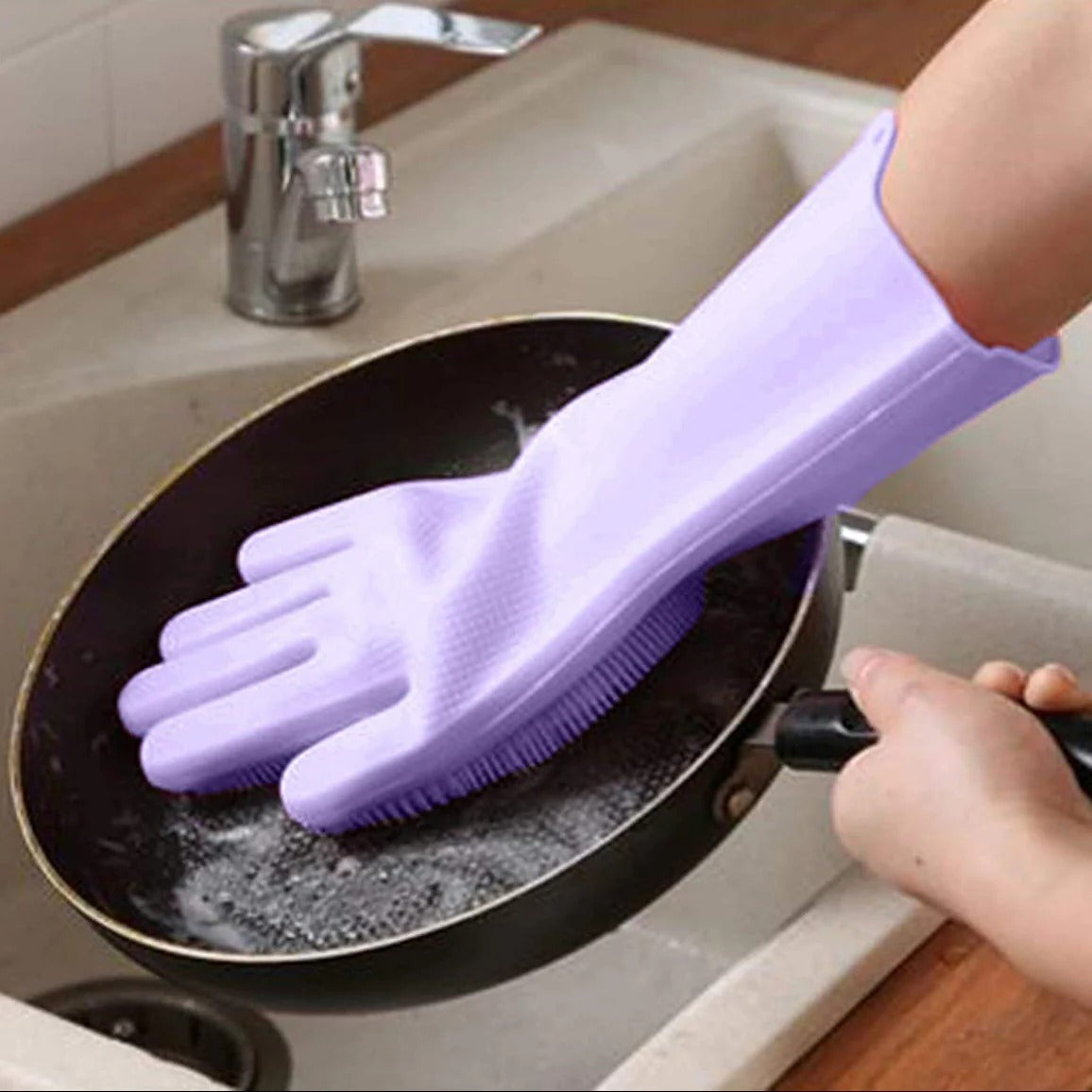 Silicone Dishwashing Gloves Durable Quality Comfortable Grip Reliable Performance Easy Cleaning (Random Colors).