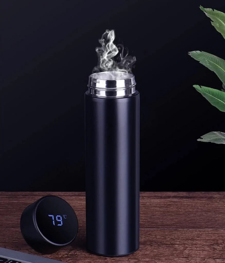 steel water bottle. Smart LED Stainless Steel Hot and Cold Bottle - 500ml Thermos Flask