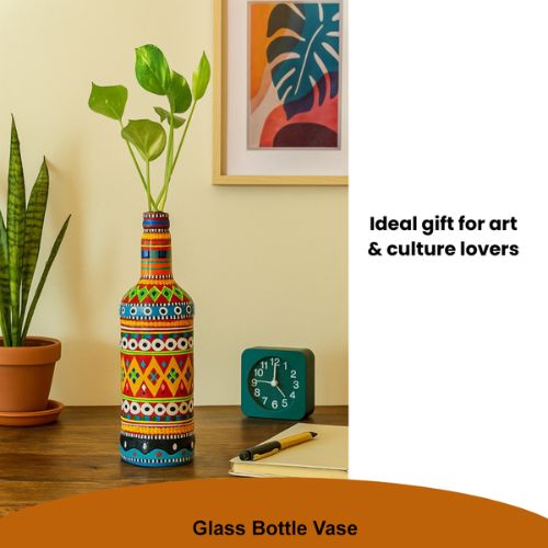 Traditional Truck Art Decorative Glass Bottle Vase