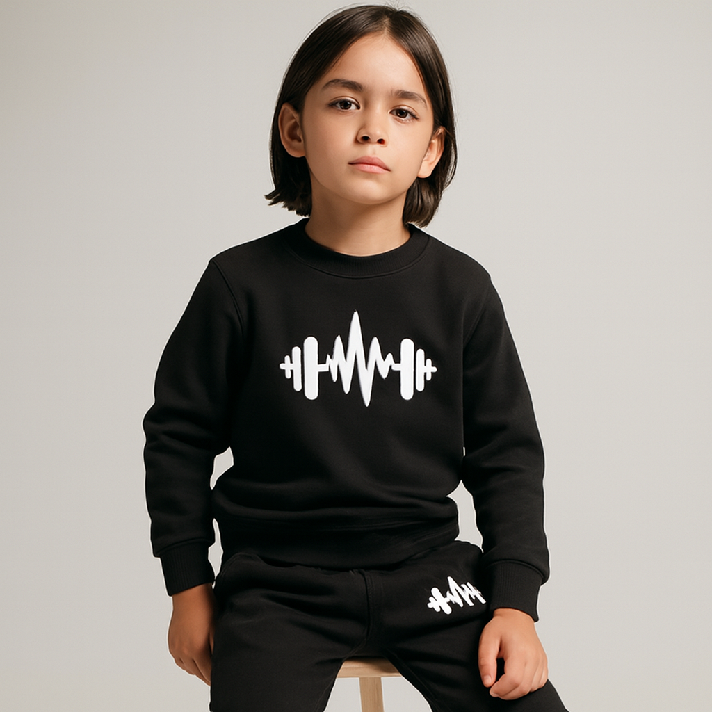 Black Batman Printed Fleece Winter Kids Tracksuit