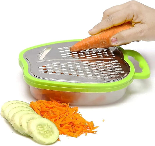 3-in-1 Cheese Grater with Storage Container, 3 Blades, Non-Stick Coating, Fruit & Vegetable Slicer Peeler-1Pc.