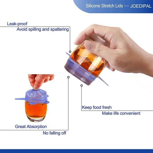 6pcs/set Silicone Lid Spill Stopper Universal Silicone Suction Lid-bowl Pan Silicone Cover Kitchen Pan Lids Cover Stoppers Tools.