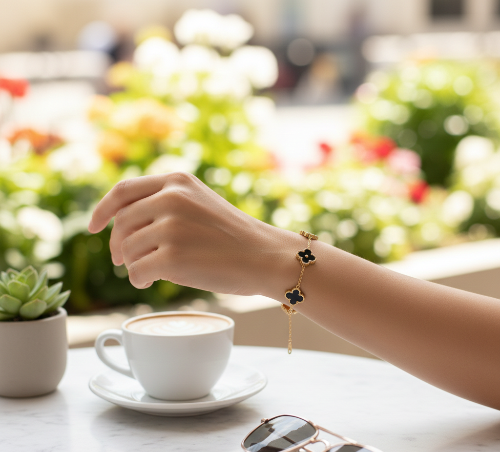 QXT-134 Clover 2-in-1 Bracelet – Stainless Steel | Versatile &amp; Stylish Accessory.