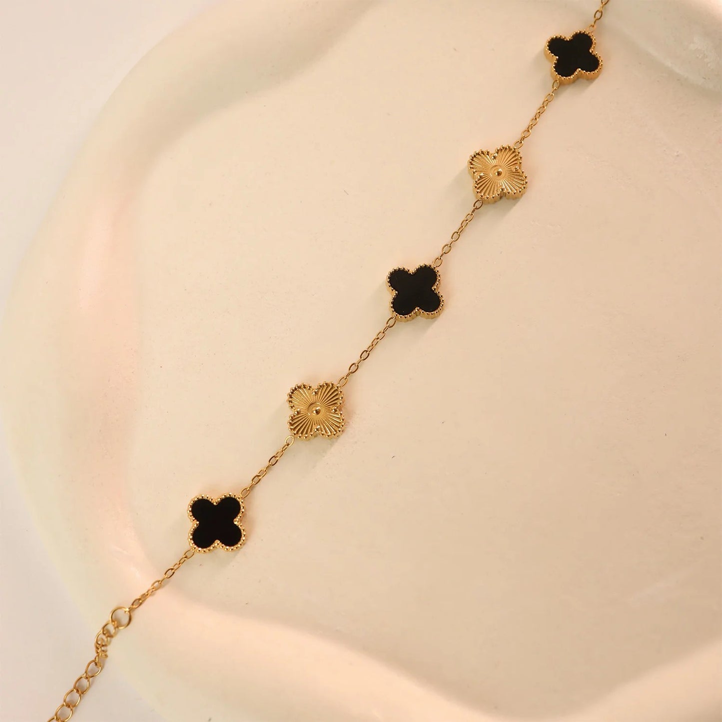 QXT-134 Clover 2-in-1 Bracelet – Stainless Steel | Versatile &amp; Stylish Accessory.