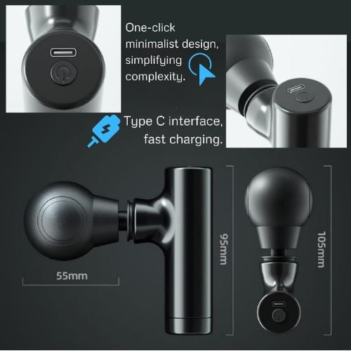 Mini Deep Tissue Massager, USB Charging, Lightweight Portable