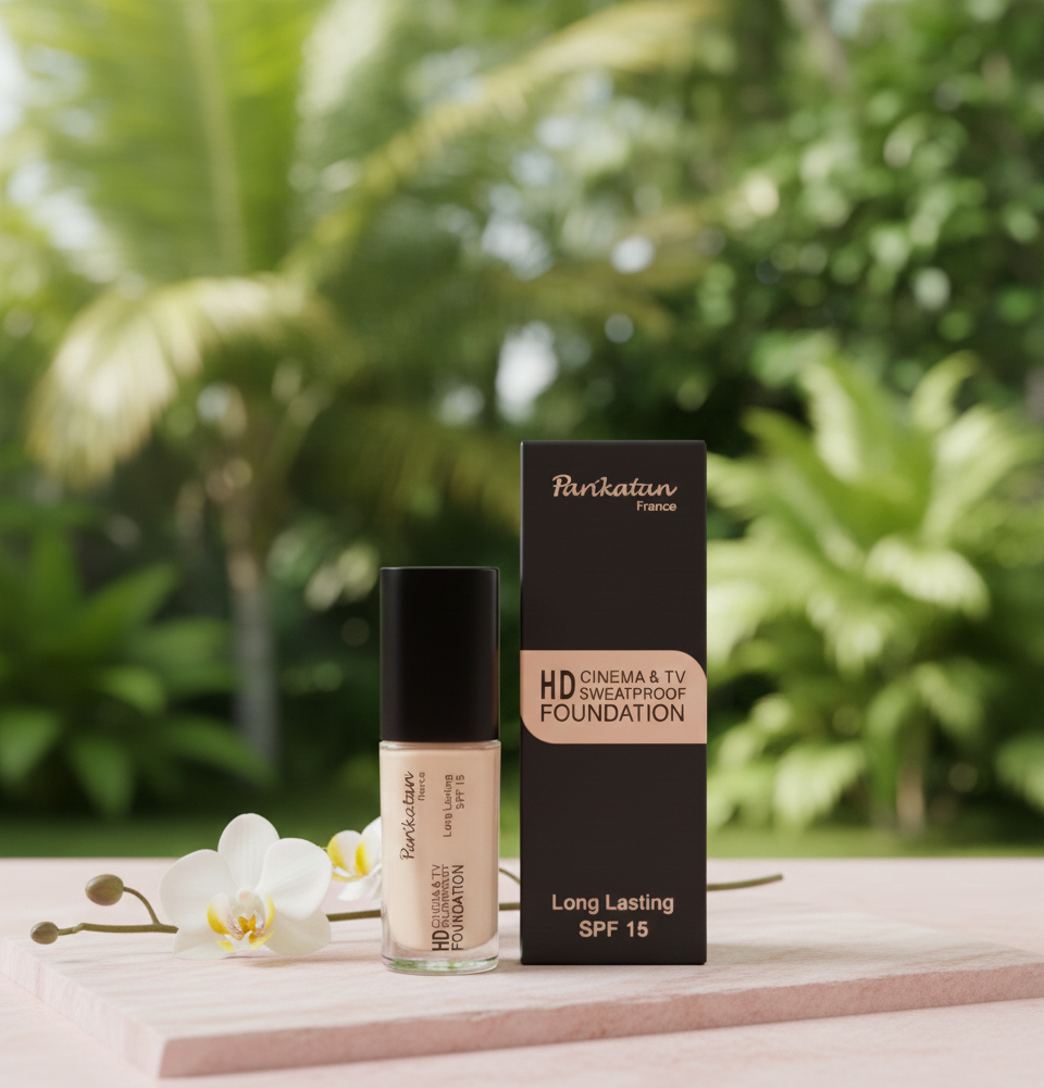 Parkistan France HD Cinema &amp; TV Sweatproof Foundation – Long Lasting, SPF 15, Full Coverage Makeup.