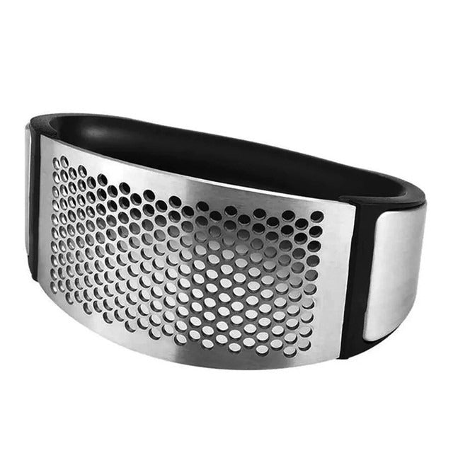 Manual Garlic Press Rocker with Handle – Stainless Steel Garlic Crusher, Squeezer, Slicer &amp; Mincer | Easy Handheld Chopper Kitchen Gadget Tool.