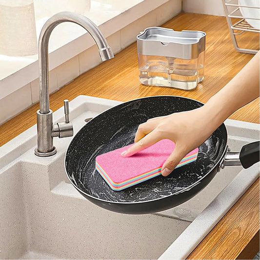 Multi-Purpose Microfiber Rainbow Sponge – 12 Layer Durable Cleaning Sponge for Kitchen &amp; Household Use.