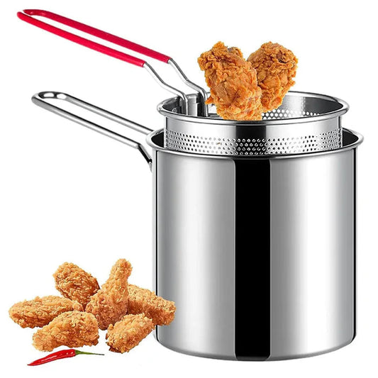 Stainless Steel Deep Fryer Pot with Strainer
