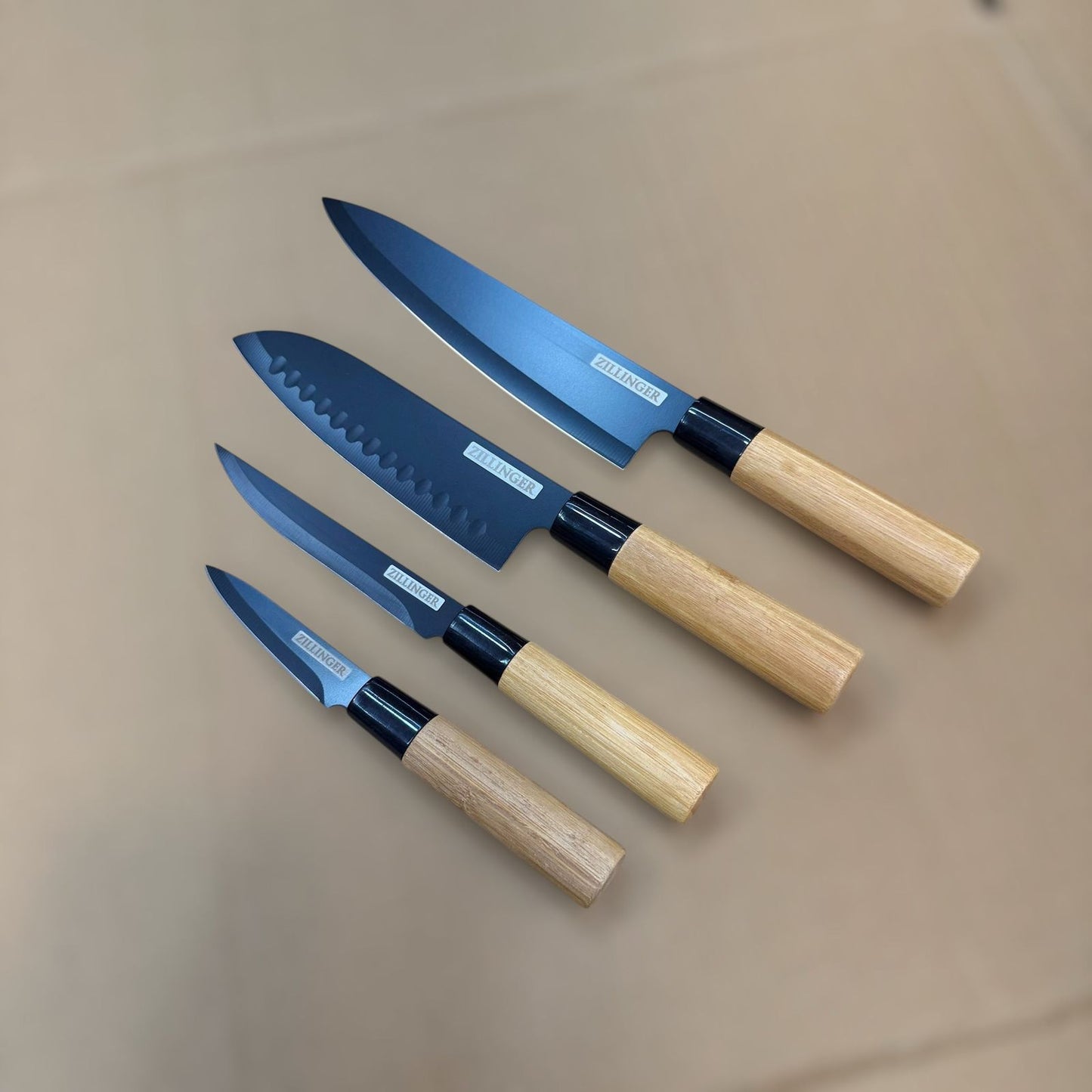 4 Piece Japanese Kitchen Knives Set stainless steel blades