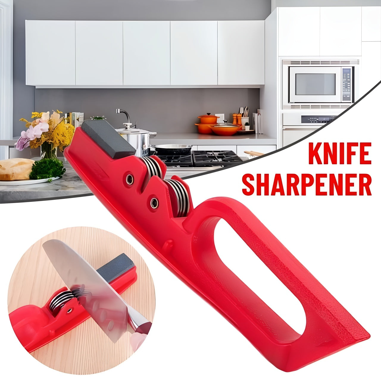 Professional Knife Sharpener with 8-Wheel Blades & Sanding Stone