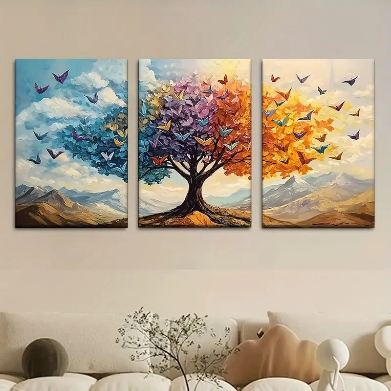3 Piece Tree & Butterfly Wall Art (12x16)