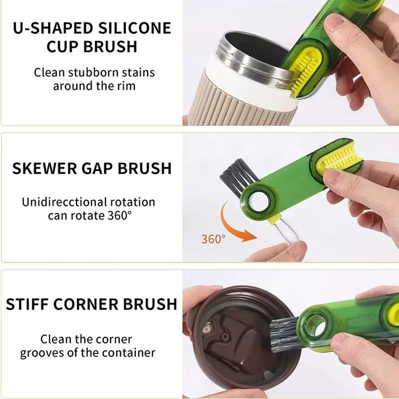 3-in-1 Silicone Cup Brush Set | U-Shaped Bottle Cleaner