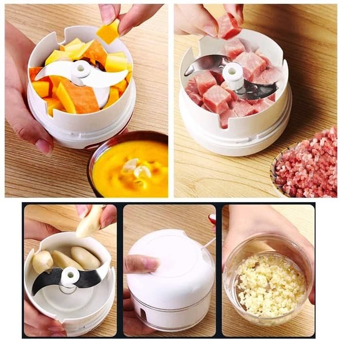 Mini Food Chopper – Hand-Powered Meat Grinder, Mincer, Mixer &amp; Blender