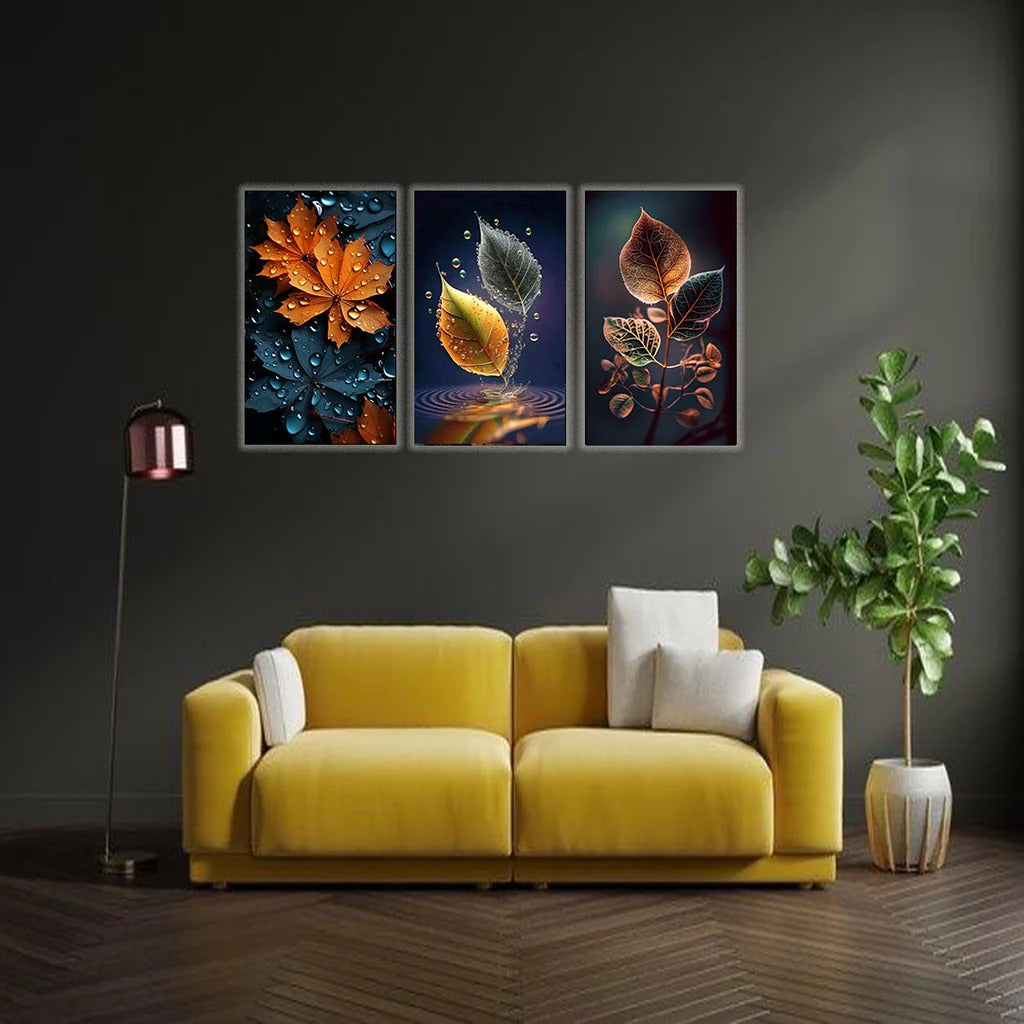 3-Piece Autumn Leaf Wall Art Frames