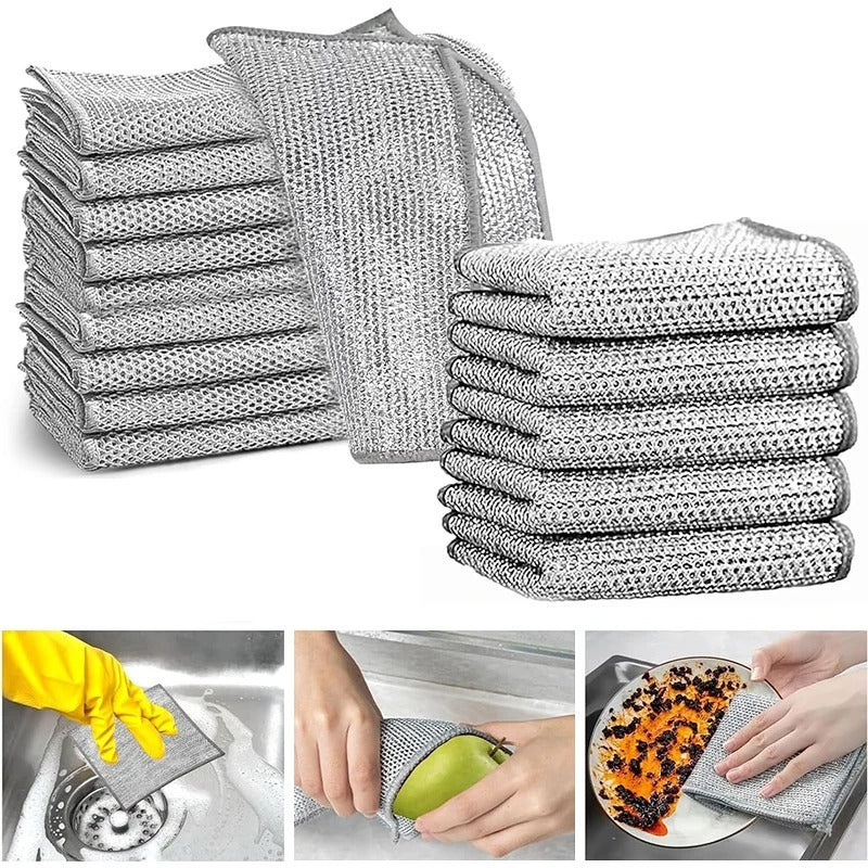 Pack of 4 Multipurpose Wire Dish Cloths – Durable Metal Wire Scrubbers for Cleaning Dishes, Pots, Pans & Kitchen Utensils, Rust-Resistant & Long-Lasting Cleaning Pads