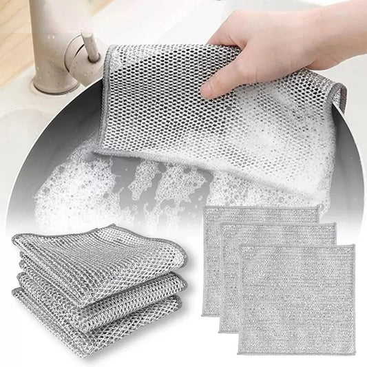 Pack of 4 Multipurpose Wire Dish Cloths – Durable Metal Wire Scrubbers for Cleaning Dishes, Pots, Pans & Kitchen Utensils, Rust-Resistant & Long-Lasting Cleaning Pads