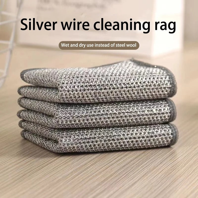 Pack of 4 Multipurpose Wire Dish Cloths – Durable Metal Wire Scrubbers for Cleaning Dishes, Pots, Pans & Kitchen Utensils, Rust-Resistant & Long-Lasting Cleaning Pads