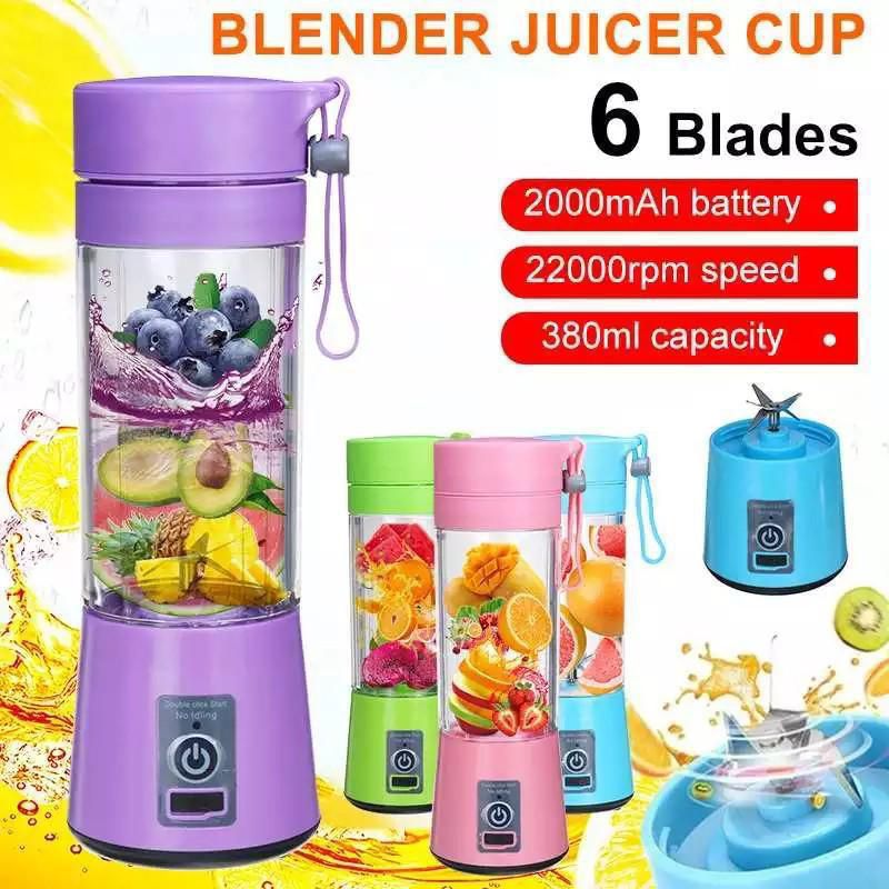 Juicer:  Rechargeable Portable Mini Juicer Blender – 6 Blades