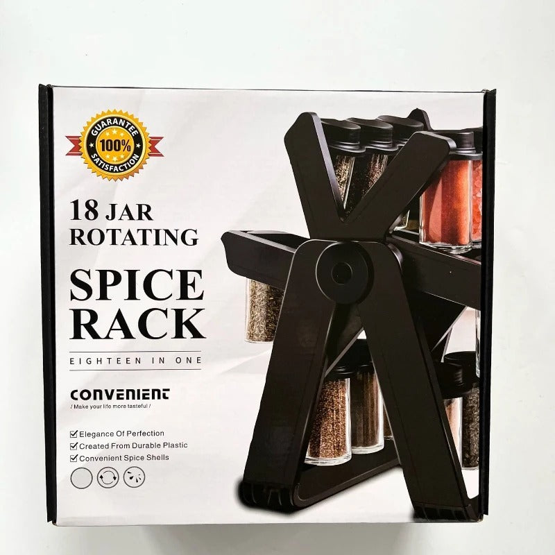 18-Jar Rotating Spice Rack Organizer Set