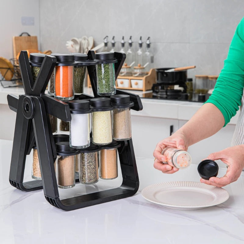 18-Jar Rotating Spice Rack Organizer Set