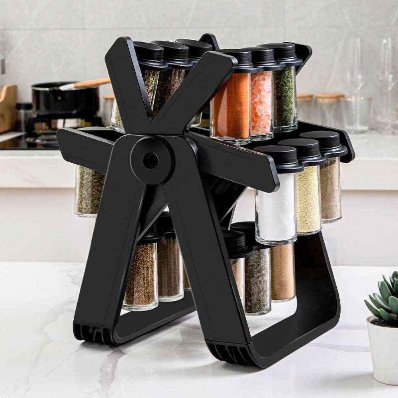 18-Jar Rotating Spice Rack Organizer Set