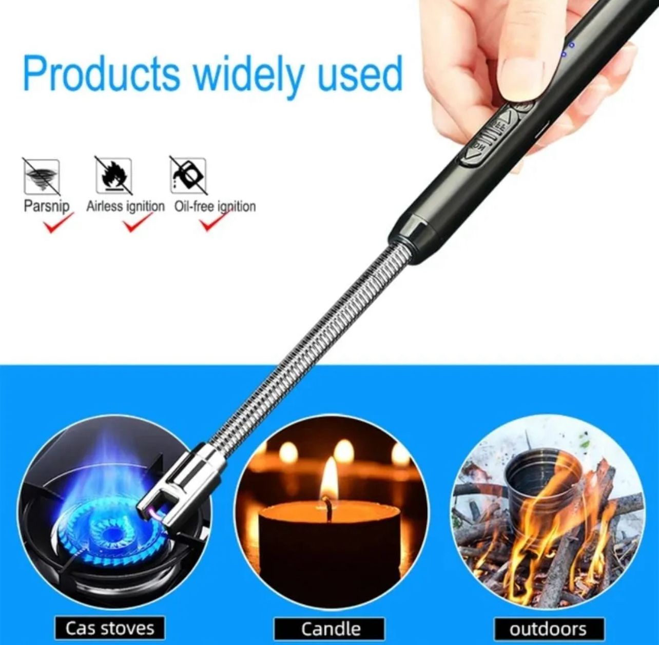 360° Outdoor Kitchen Lighter | USB Rechargeable Electronic Arc Lighter With Flexible Neck,