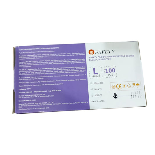 Safety Fine Disposable Nitrile Gloves Powder Free 100 Pcs Box
