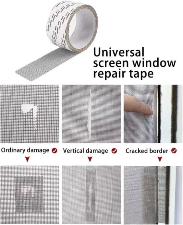 Mesh Roll Tape Window Screen Repair Patch – Strong Self-Adhesive Fiberglass Mesh,