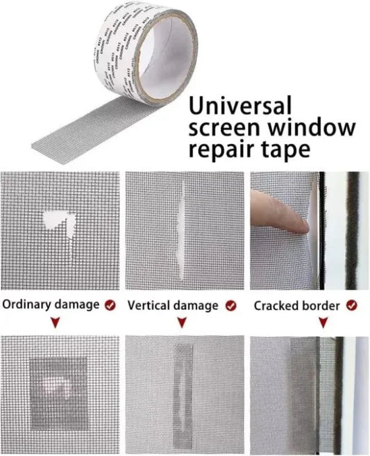 Mesh Roll Tape Window Screen Repair Patch – Strong Self-Adhesive Fiberglass Mesh,