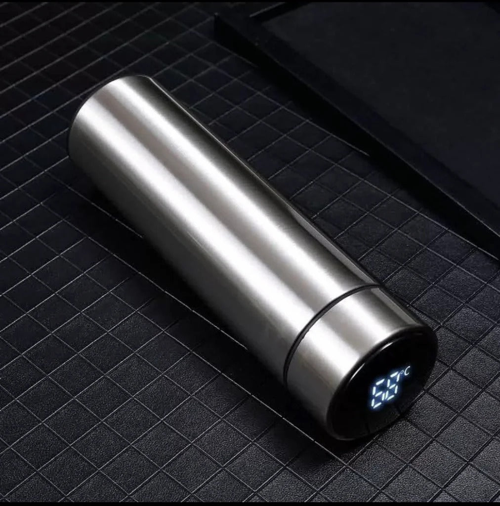 steel water bottle. Smart LED Stainless Steel Hot and Cold Bottle - 500ml Thermos Flask
