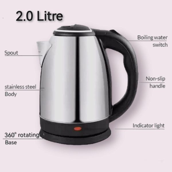 Automatic Electric Kettle 2.0L – Stainless Steel Hot Water Boiler With Auto Shut-Off,