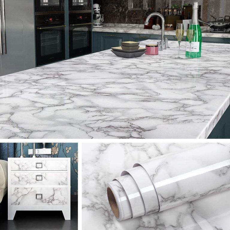 Self Adhesive White Marble Sheet For Kitchen –