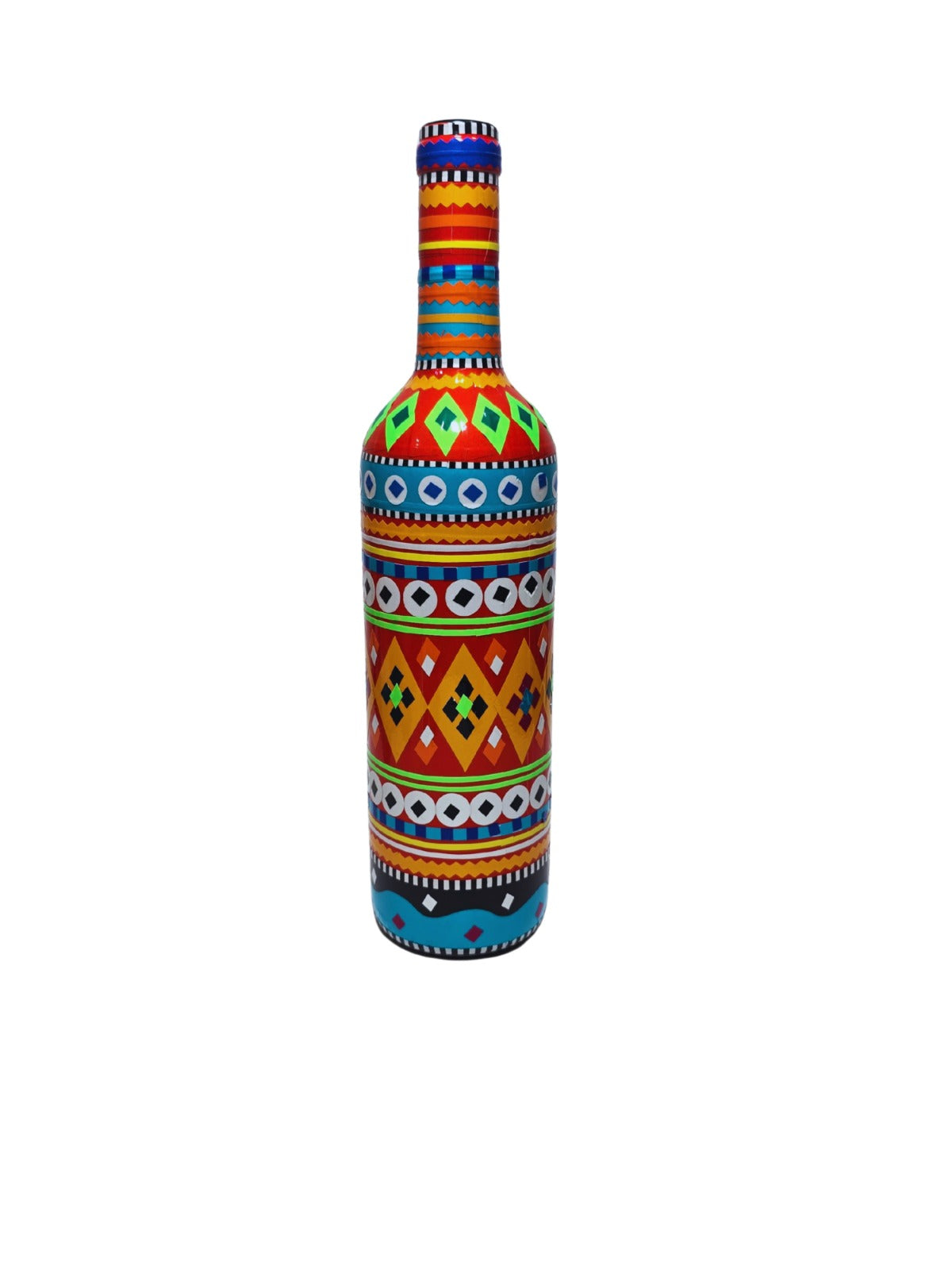 Traditional Truck Art Decorative Glass Bottle Vase