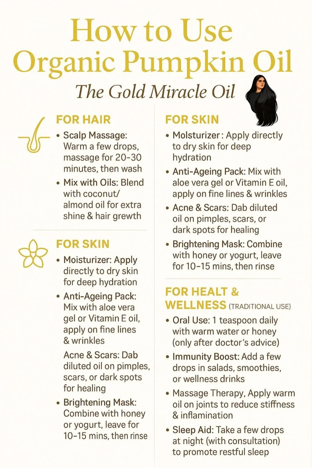 Organic Pumpkin Seed Oil | 100% Pure Cold-Pressed Oil for Hair Growth,