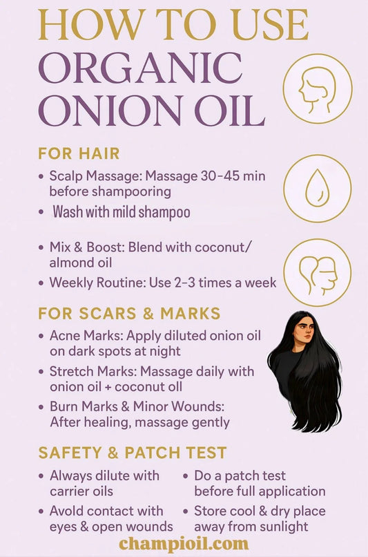 Organic Onion Oil | 100% Pure Cold-Pressed Hair Oil for Hair Growth, Dandruff Control & Strong, Shiny Hair – Enriched with Natural Extracts