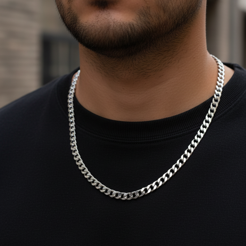 Men’s Silver Chain | Stylish Stainless Steel Necklace for Men – Durable,