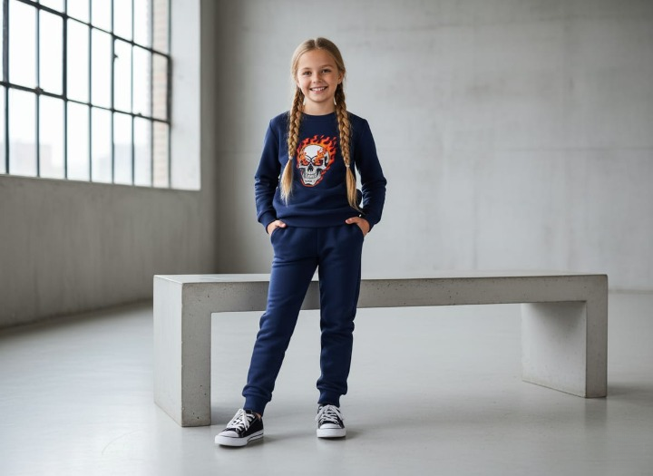 Kids Missi Printed Black &amp; Black Tracksuit Set+ Kids “Never Give Up” Printed Black &amp; Black Tracksuit Set&nbsp; + Kids Navy Blue Ghost Skull Printed Tracksuit Set