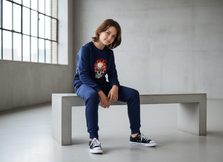 Kids Missi Printed Black &amp; Black Tracksuit Set+ Kids “Never Give Up” Printed Black &amp; Black Tracksuit Set&nbsp; + Kids Navy Blue Ghost Skull Printed Tracksuit Set