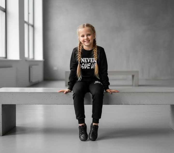 Kids Missi Printed Black &amp; Black Tracksuit Set+ Kids “Never Give Up” Printed Black &amp; Black Tracksuit Set&nbsp; + Kids Navy Blue Ghost Skull Printed Tracksuit Set
