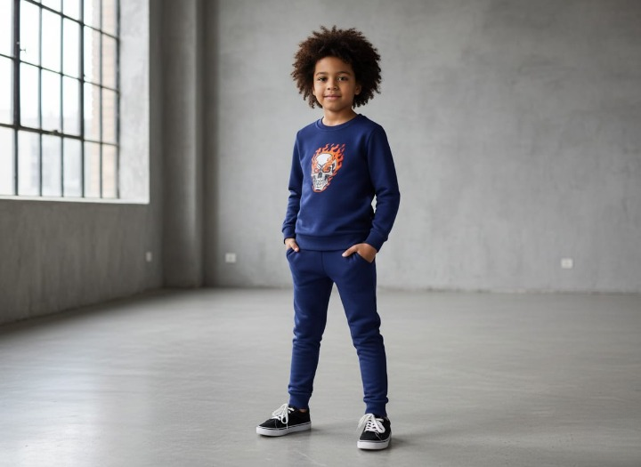 Kids Missi Printed Black &amp; Black Tracksuit Set+ Kids “Never Give Up” Printed Black &amp; Black Tracksuit Set&nbsp; + Kids Navy Blue Ghost Skull Printed Tracksuit Set