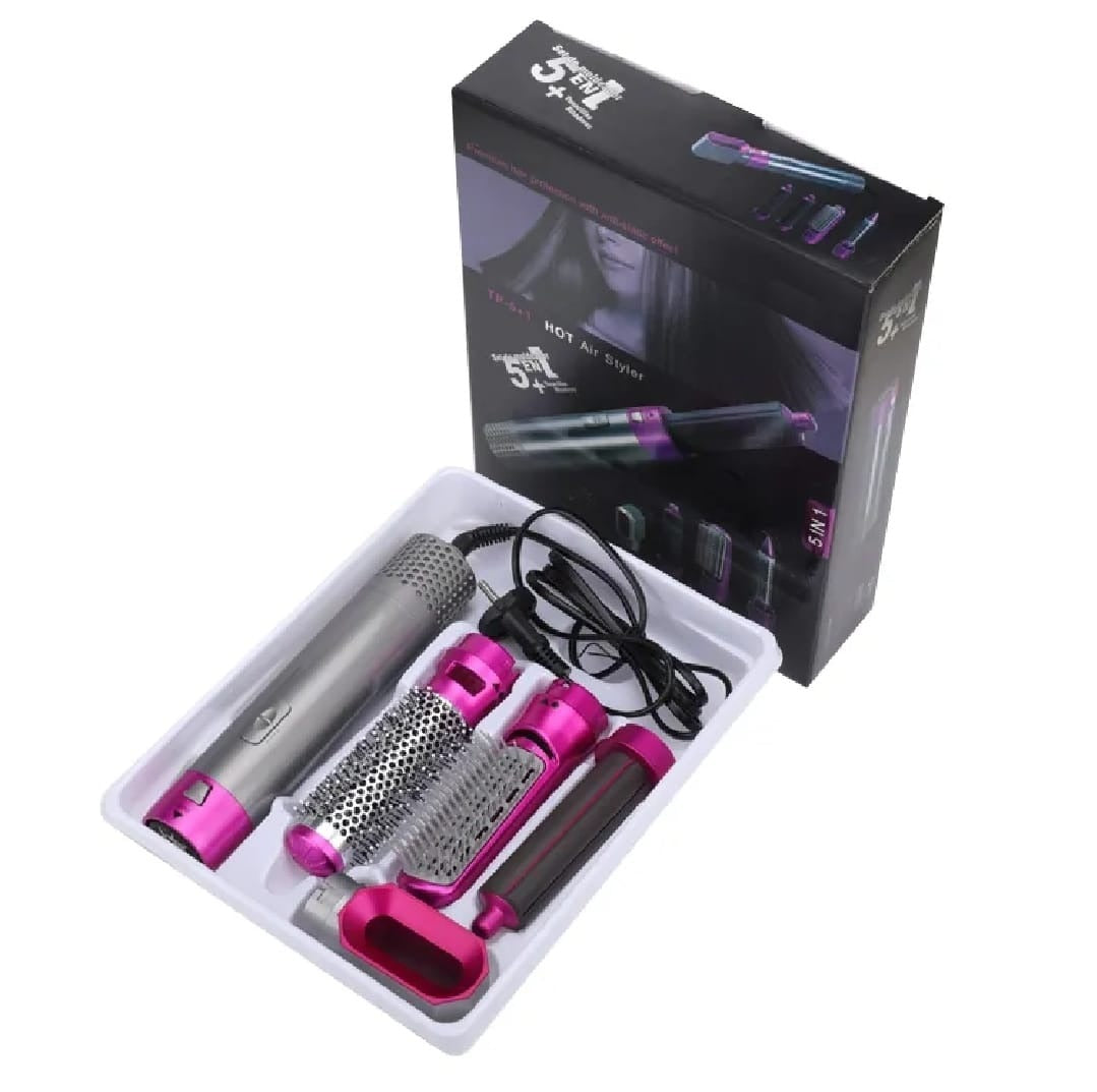 5 In 1 Hair Styler Brush | Hair Dryer, Straightener, Curler &amp; Volumizer