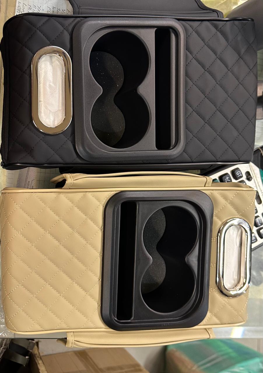 Car Center Console Armrest Cushion With Built-In Cup Holder