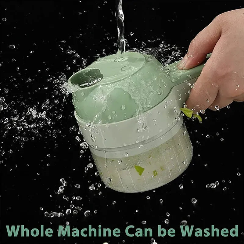 Rechargeable 4 In 1 Electric Vegetable Cutter With Multi-Function Slicer, Chopper, Grinder And Peeler For Fast Kitchen Preparation (Random Color).