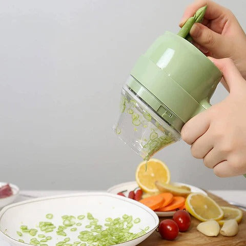 Rechargeable 4 In 1 Electric Vegetable Cutter With Multi-Function Slicer, Chopper, Grinder And Peeler For Fast Kitchen Preparation (Random Color).