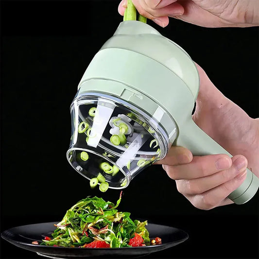Rechargeable 4 In 1 Electric Vegetable Cutter With Multi-Function Slicer, Chopper, Grinder And Peeler For Fast Kitchen Preparation (Random Color).