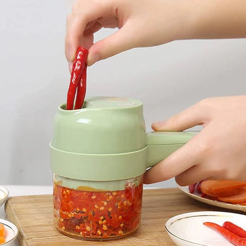 Rechargeable 4 In 1 Electric Vegetable Cutter With Multi-Function Slicer, Chopper, Grinder And Peeler For Fast Kitchen Preparation (Random Color).