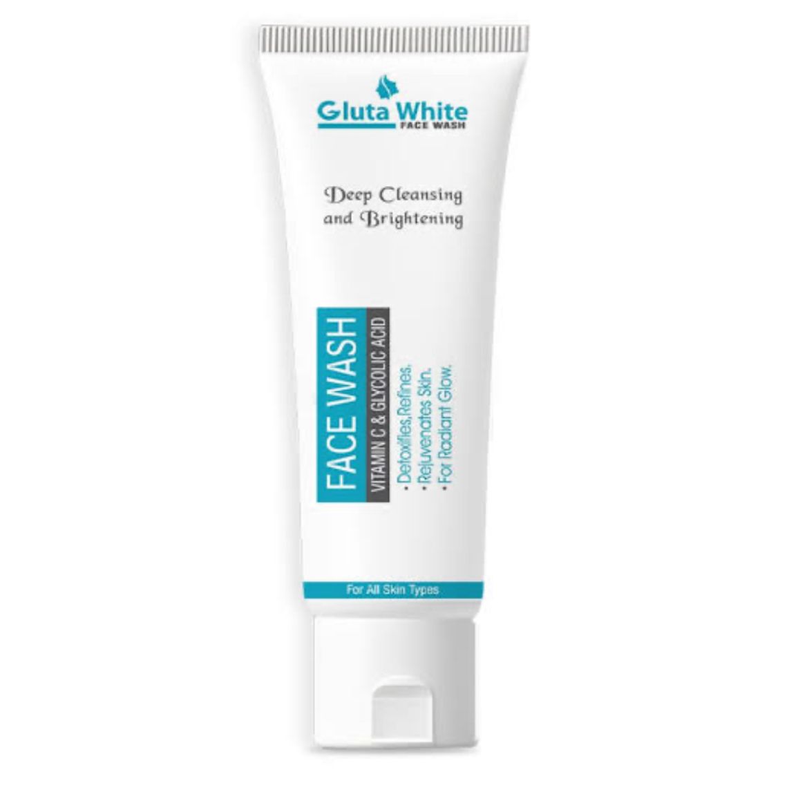 100ML - Gluta White Face Wash Deep Cleansing And Brightening With Vitamin C And Glycolic Acid Detoxifies Refines And Rejuvenates Skin For Radiant Glow (Without Box).