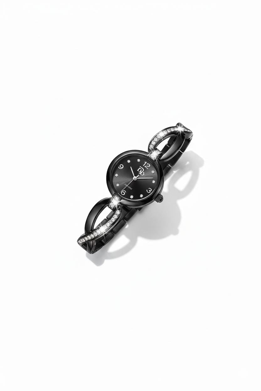 RTJ-181 Elegant Zircon Korean Watch –Black.