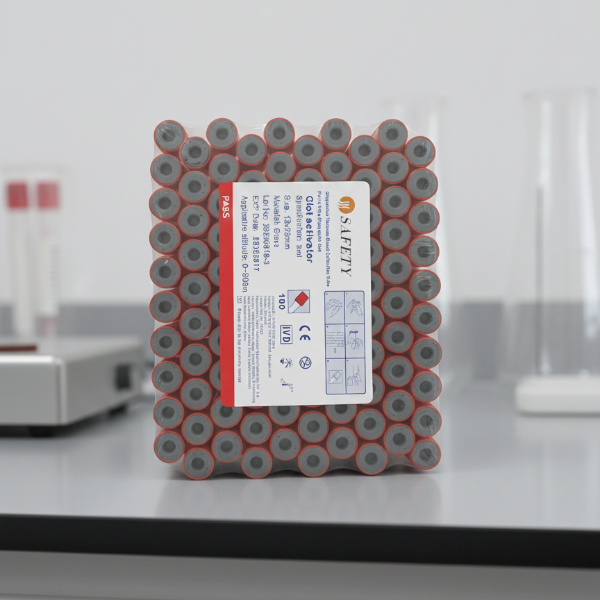 SAFETY Clot Activator Vacuum Blood Collection Tubes (Glass, 3ml,  13x75mm) - Pack of 100